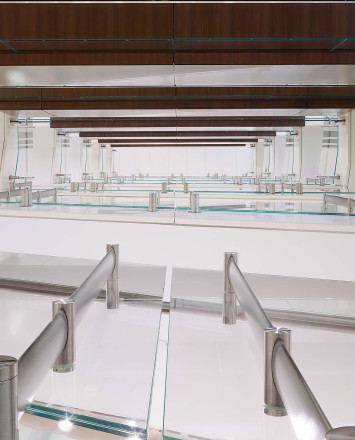 Konic guardrail installation with glass infill at Cheniere Energy, TX.