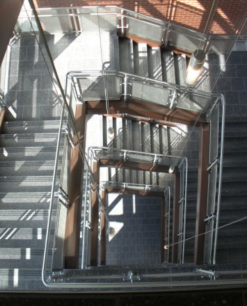 Circum round, installation with perforated stainless steel infill panels at Hanscom Air Force Base, MA.