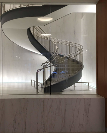 Circum guardrail with vertical picket infill installation at DC bar