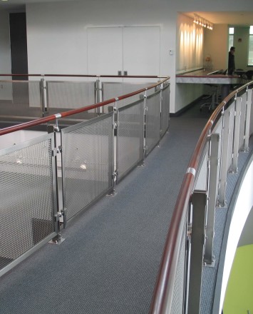 Inox curved rail with stainless steel infill installation at an EZ Storage, Baltimore, MD