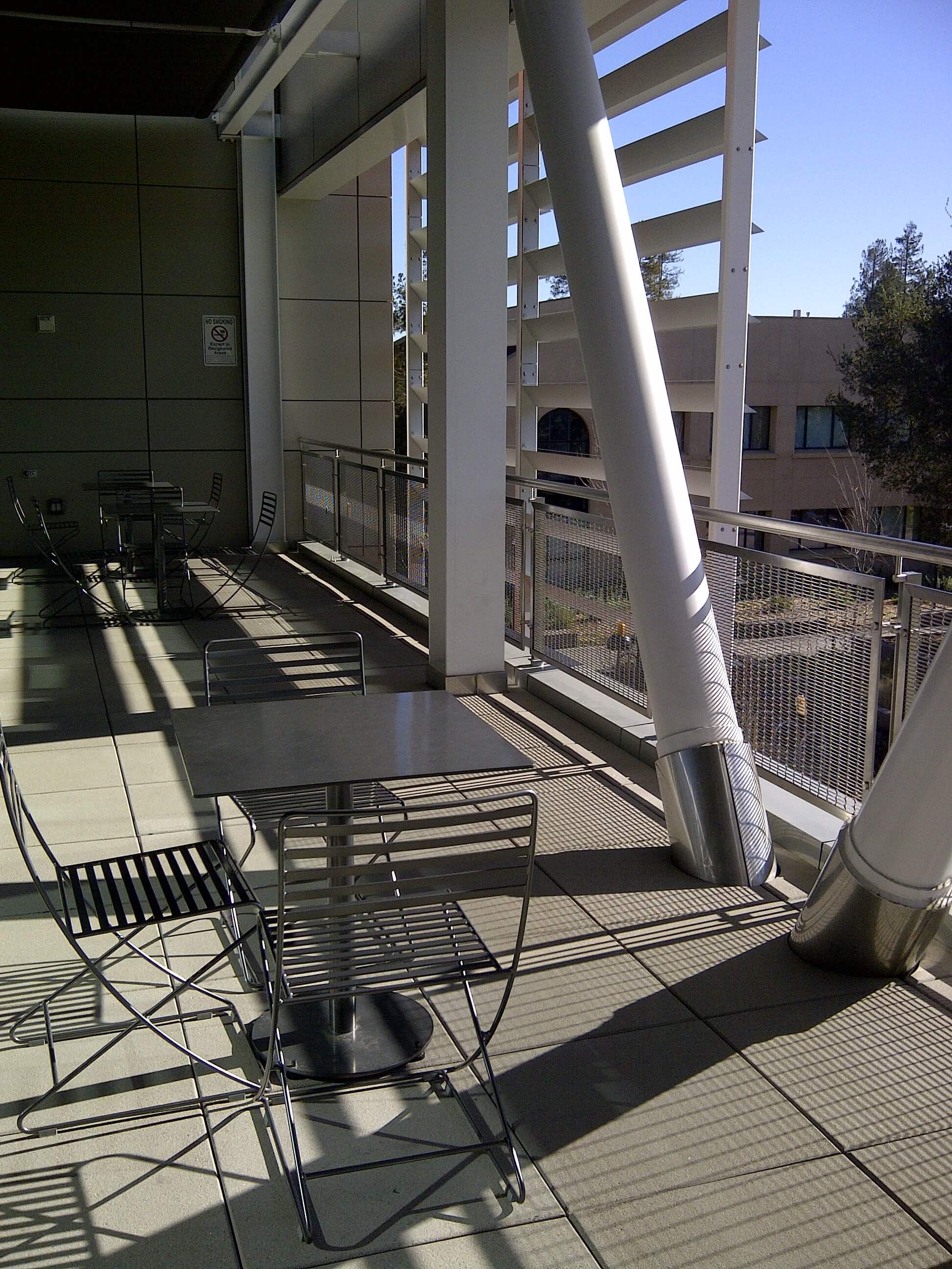 Outdoor Ferric stainless steel guardrail installation at De Anza College, CA.