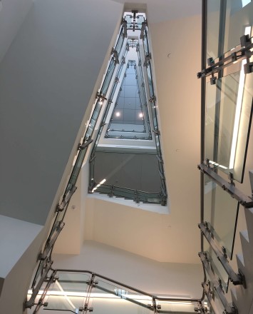 Inox guardrail with glass infill installation at Rutgers University, NJ