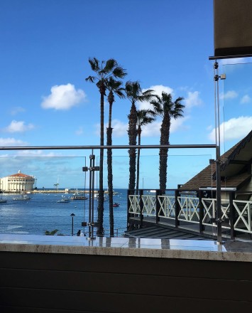 Inox guardrail with glass infill installation at the Catalina island conservancy, CA