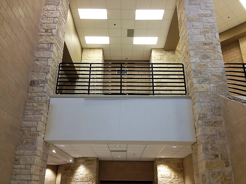 Hewi guardrail with infill rails at the Liberty Hills school, TX.