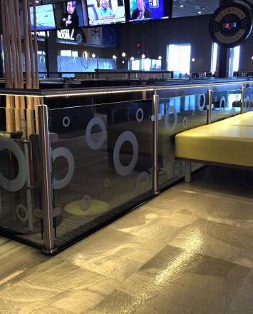 Leisure Complex, CIRCUM Round guardrail installation with LED railing