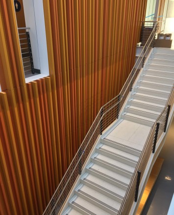 Ferric guardrail with stainless steel infill rail installation at LAPD Metropolitan Division, CA.