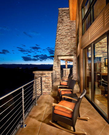 Circum round guardrail with stainless steel infill rails at Sundial House, CO.