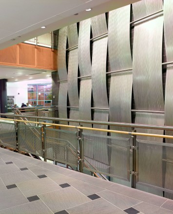Inox guardrail with stainless steel infill installation at University of Connecticut, CT.