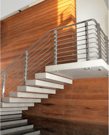 Inox guardrail with stainless steel infill rails, Los Cabos, Mexico