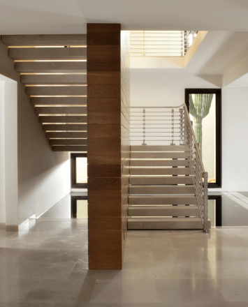 Inox guardrail with stainless steel infill rails, Los Cabos, Mexico