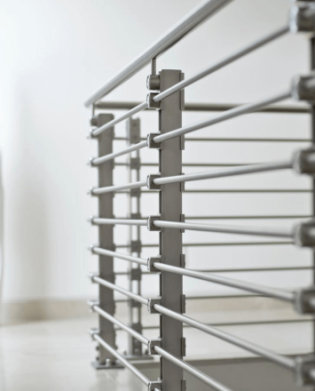Inox guardrail with stainless steel infill rails, Los Cabos, Mexico