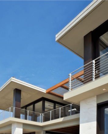 Inox guardrail with stainless steel infill rails, Los Cabos, Mexico