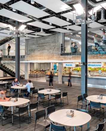 View of Twitter HQ, CA, Optik guardrail with clear glass