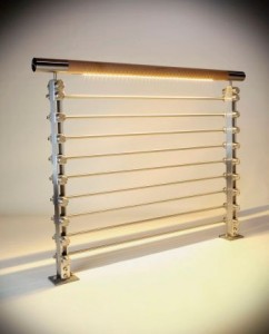 inox wood rail, infill rails and warm temp LED