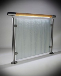 CIRCUM wood rail, resin infill with cool temp LED