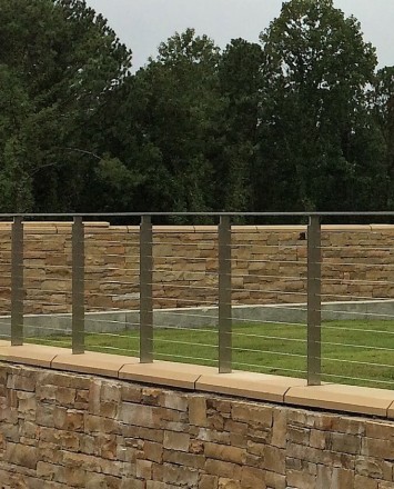 View of Perimeter Summit Blvd, GA, Core mounted posts, KOTO guardrail