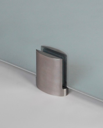 Closeup Studio shot of metal ellipsis Optik POD mounting hardware with glass infill