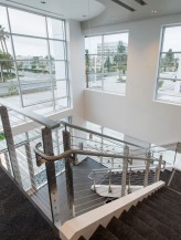 A custom railing developed by HDI for Anaheim Concourse 2