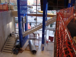 Railing installation in a retail space