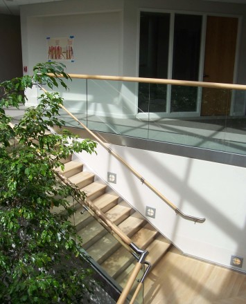 Overlooking view in skylit Office, PA, Optik Shoe with wood cap rail