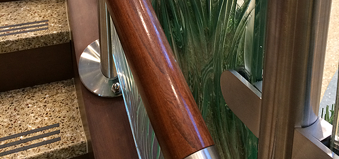 Closeup of circum handrail at adventist cancer institute.