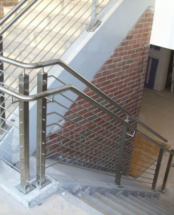Circum Square stainless steel guardrail installation at SUNY Nathan Hale, NY.