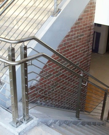 Circum Square stainless steel guardrail installation at SUNY Nathan Hale, NY.