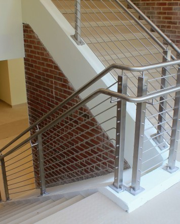 Circum Square stainless steel guardrail installation at SUNY Nathan Hale, NY.