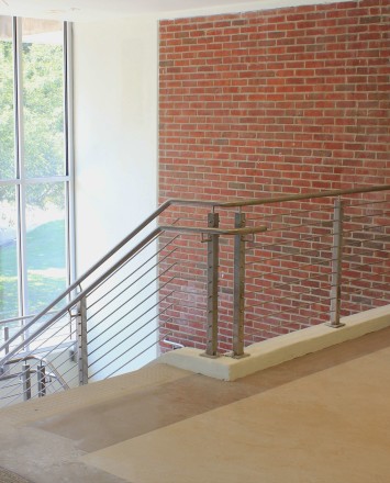 Circum Square stainless steel guardrail installation at SUNY Nathan Hale, NY.