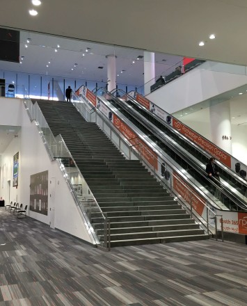 Moscone Center, San Francisco, CA, Smoke baffle system with Optik Shoe railing system