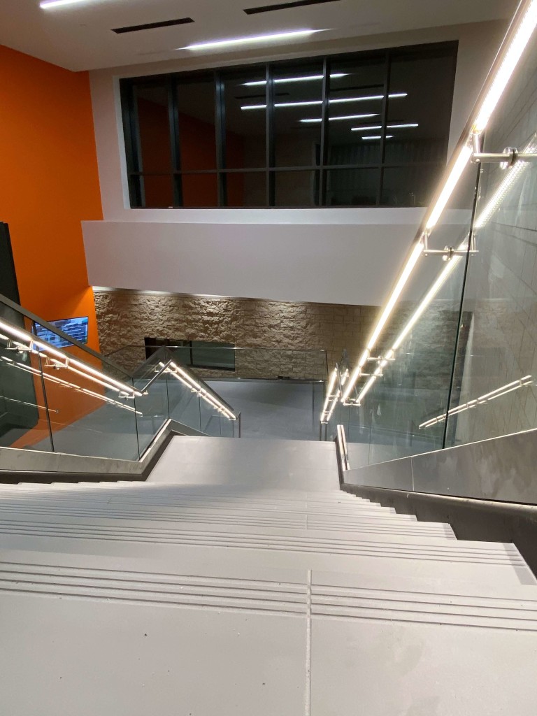 custom Optik shoe handrail with LED at UTPB